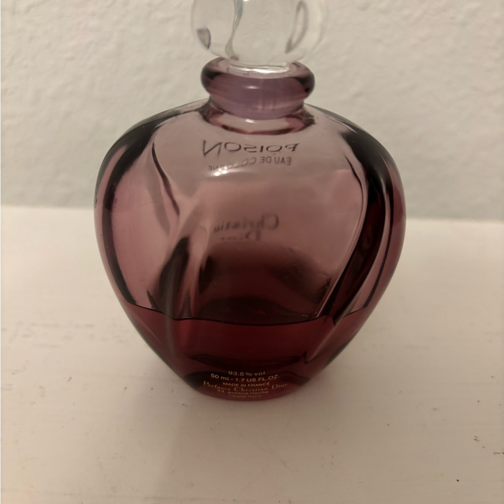 Vintage Christian Dior POISON 1.7 oz Cologne Amethyst Bottle Stopper 30% full - Picture 2 of 3
